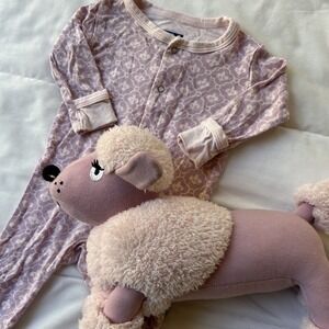 Kickee Pants Girls Pajama Footie One Piece Snap Up Outfit Size 3-6 Month + Plush